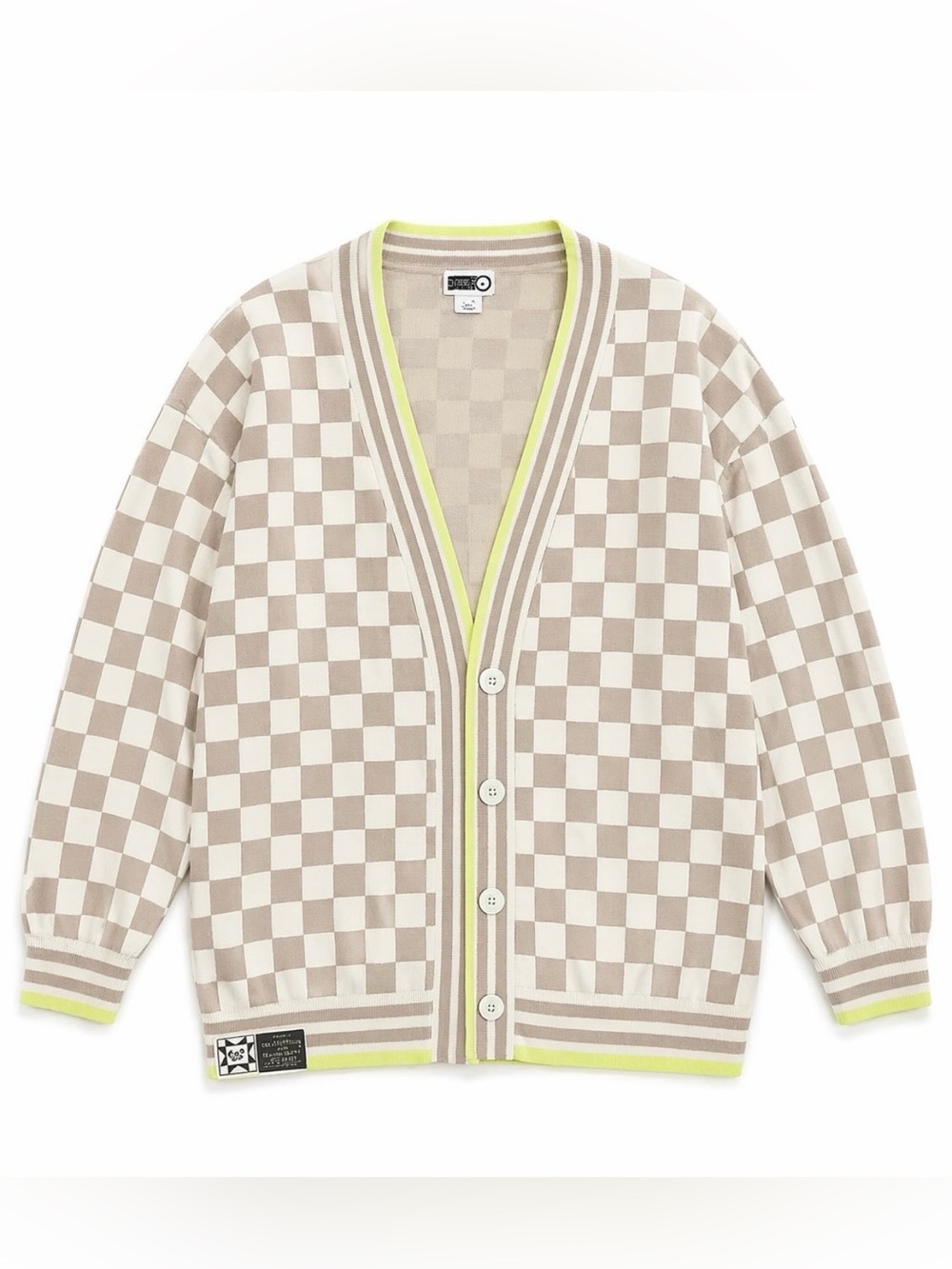 GEE’S BEND X TARGET BLACK HISTORY | Unisex Beige Checkered Cardigan w/Neon Trim